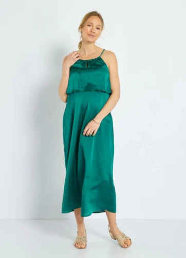 Robe grossesse en satin vert
