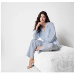 Ensemble pyjama coton bleu/blanc