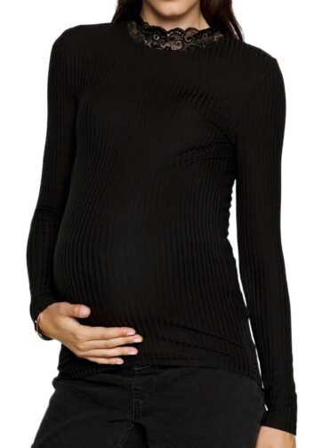 T-Shirt de Grossesse Noir Femme Mamalicious Trinity