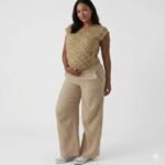 Pantalons de Grossesse Beige avant & après grossesse