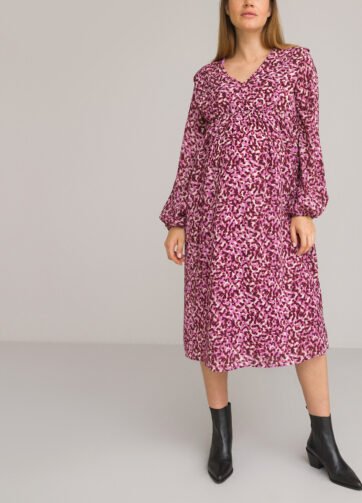 Robe de grossesse col v, manches longues