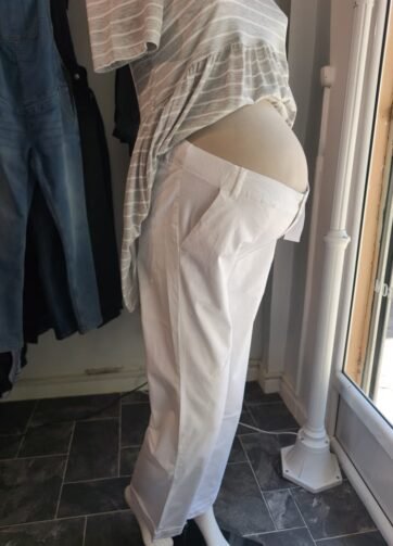 Pantalon avant & après grossesse large blanc