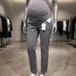 Pantalon de grossesse à double bouton gris