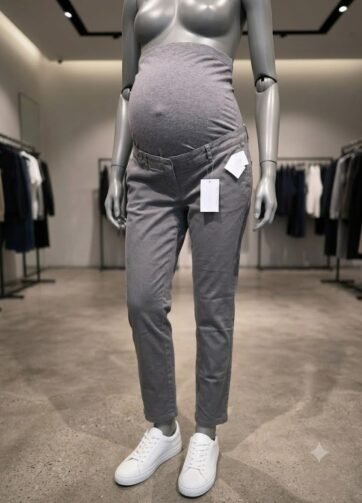 Pantalon de grossesse à double bouton gris